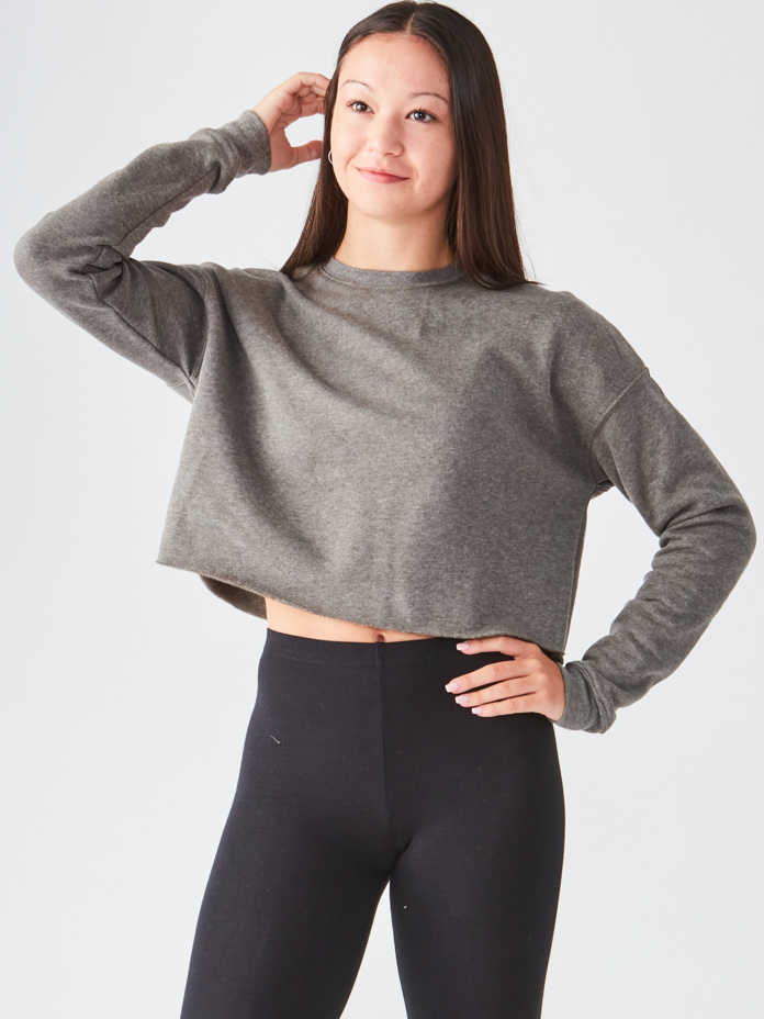 Studio Essentials Ladies Raw-Edge Crop Crewneck Sweater Thumbnail