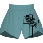 Ladies Flowy Overlay Shorts Thumbnail